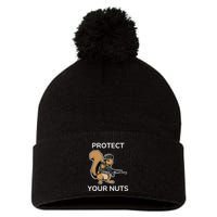 Protect Your Nuts Funny Squirrel Lover Pom Pom 12in Knit Beanie