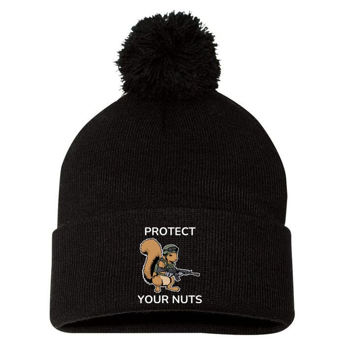 Protect Your Nuts Funny Squirrel Lover Pom Pom 12in Knit Beanie
