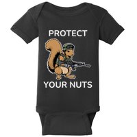 Protect Your Nuts Funny Squirrel Lover Baby Bodysuit