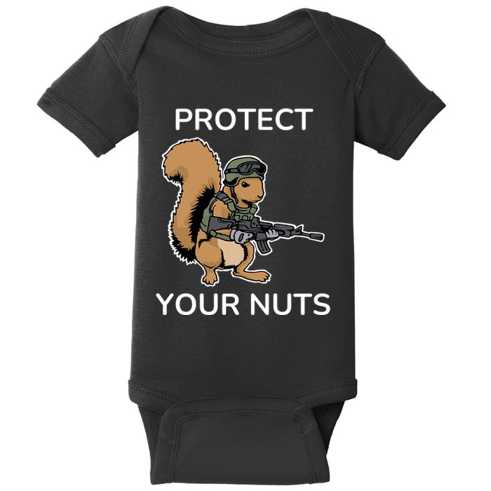 Protect Your Nuts Funny Squirrel Lover Baby Bodysuit