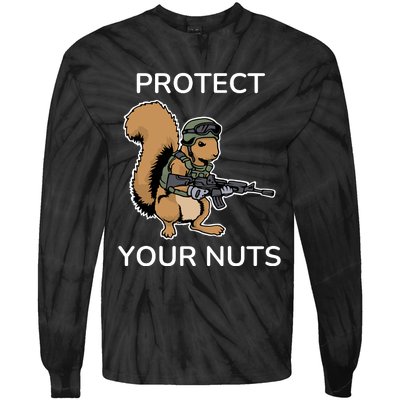 Protect Your Nuts Funny Squirrel Lover Tie-Dye Long Sleeve Shirt