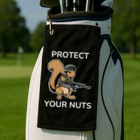 Protect Your Nuts Funny Squirrel Lover Golf Towel