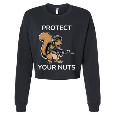 Protect Your Nuts Funny Squirrel Lover Cropped Pullover Crew