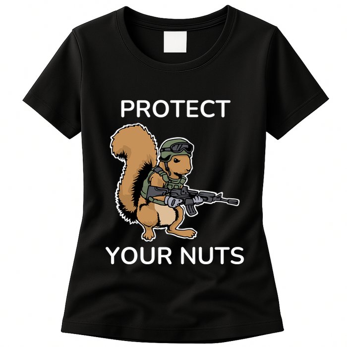 Protect Your Nuts Funny Squirrel Lover Womens T-Shirt