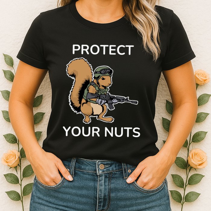 Protect Your Nuts Funny Squirrel Lover Womens T-Shirt