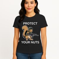 Protect Your Nuts Funny Squirrel Lover Womens T-Shirt