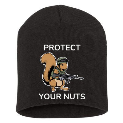 Protect Your Nuts Funny Squirrel Lover Short Acrylic Beanie
