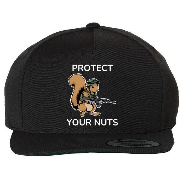 Protect Your Nuts Funny Squirrel Lover Wool Snapback Cap