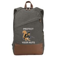 Protect Your Nuts Funny Squirrel Lover Cotton Canvas Backpack