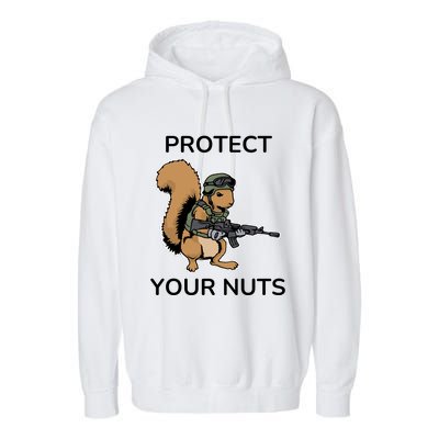 Protect Your Nuts Funny Squirrel Lover Garment-Dyed Fleece Hoodie