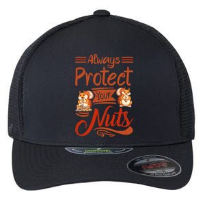 Protect Your Nuts Funny Squirrels Flexfit Unipanel Trucker Cap