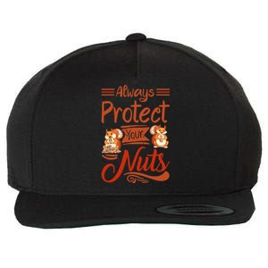 Protect Your Nuts Funny Squirrels Wool Snapback Cap