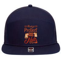 Protect Your Nuts Funny Squirrels 7 Panel Mesh Trucker Snapback Hat