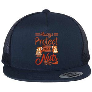 Protect Your Nuts Funny Squirrels Flat Bill Trucker Hat