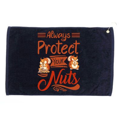 Protect Your Nuts Funny Squirrels Grommeted Golf Towel