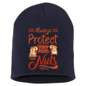 Protect Your Nuts Funny Squirrels Short Acrylic Beanie