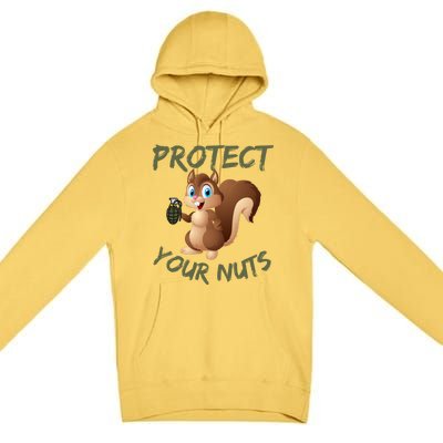 Protect Your Nuts Squirrel Inappropriate Adult Humor Gift Premium Pullover Hoodie