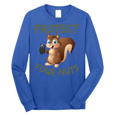 Protect Your Nuts Squirrel Inappropriate Adult Humor Gift Long Sleeve Shirt