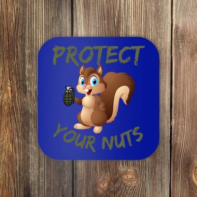 Protect Your Nuts Squirrel Inappropriate Adult Humor Gift Coaster