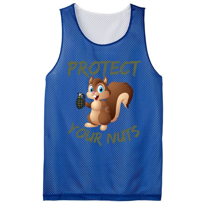 Protect Your Nuts Squirrel Inappropriate Adult Humor Gift Mesh Reversible Basketball Jersey Tank