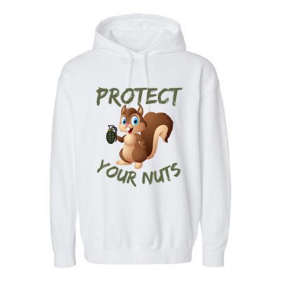 Protect Your Nuts Squirrel Inappropriate Adult Humor Gift Garment-Dyed Fleece Hoodie