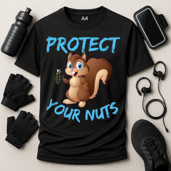 Protect Your Nuts Squirrel Inappropriate Adult Humor Gift Cooling Performance Crew T-Shirt