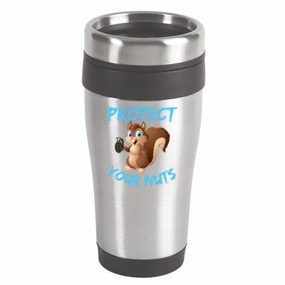 Protect Your Nuts Squirrel Inappropriate Adult Humor Gift 16oz Travel Tumbler