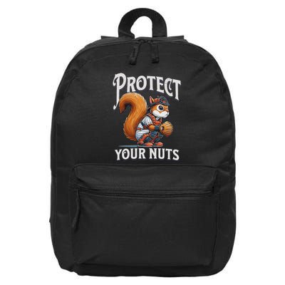 Protect Your Nuts Funny Squirrel Catcher Baseball 16 in Basic Backpack