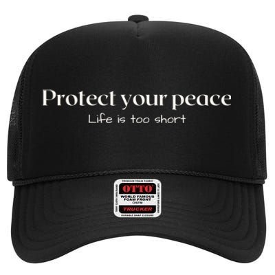 Protect your peace Pullover Hoodie High Crown Mesh Back Trucker Hat