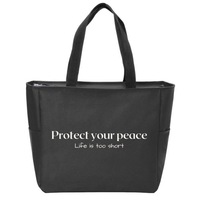 Protect your peace Pullover Hoodie Zip Tote Bag