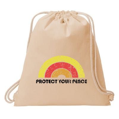 Protect Your Peace Mindful Yoga Vintage Rainbow Sun Boho Hip Drawstring Bag
