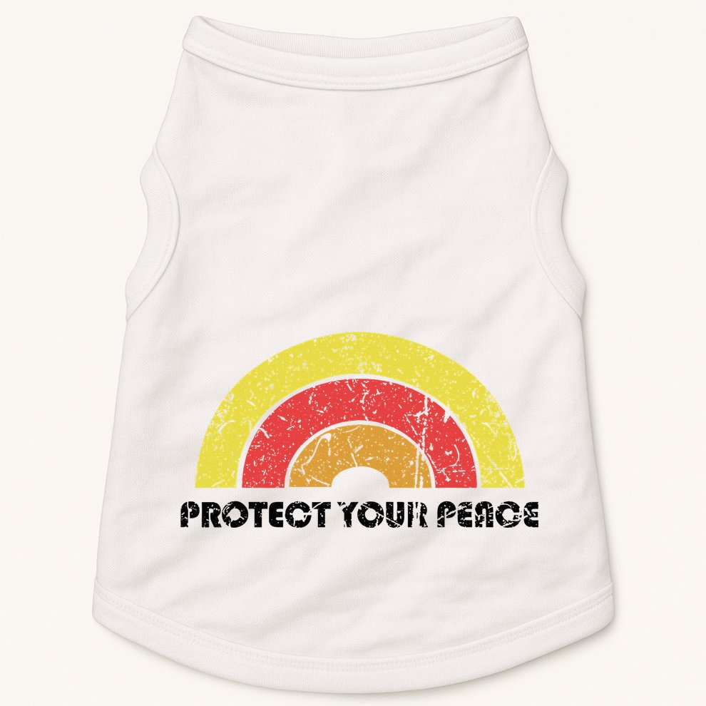 Protect Your Peace Mindful Yoga Vintage Rainbow Sun Boho Hip Doggie Tank