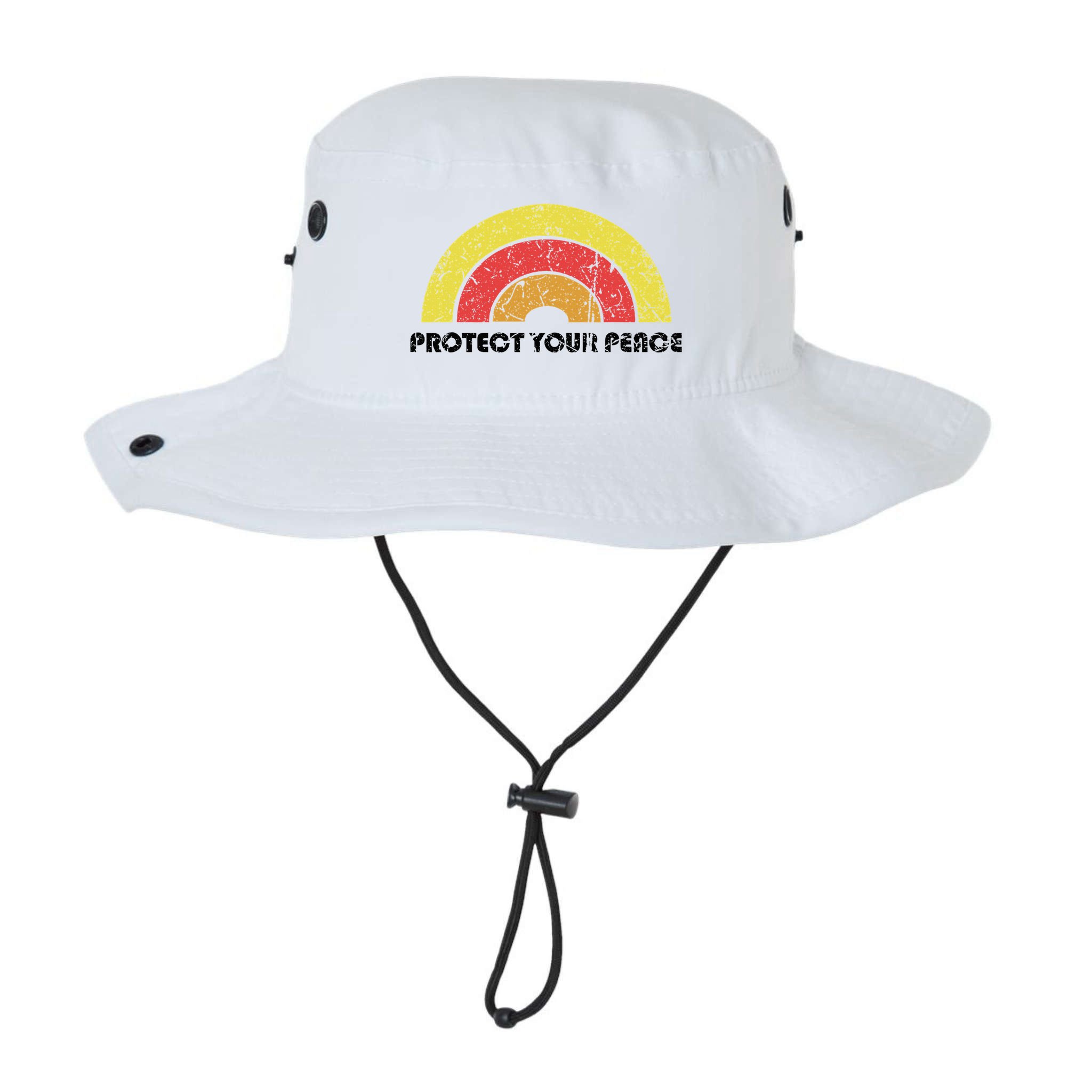 Protect Your Peace Mindful Yoga Vintage Rainbow Sun Boho Hip Bucket Hat