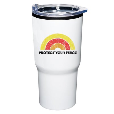 Protect Your Peace Mindful Yoga Vintage Rainbow Sun Boho Hip Tumbler
