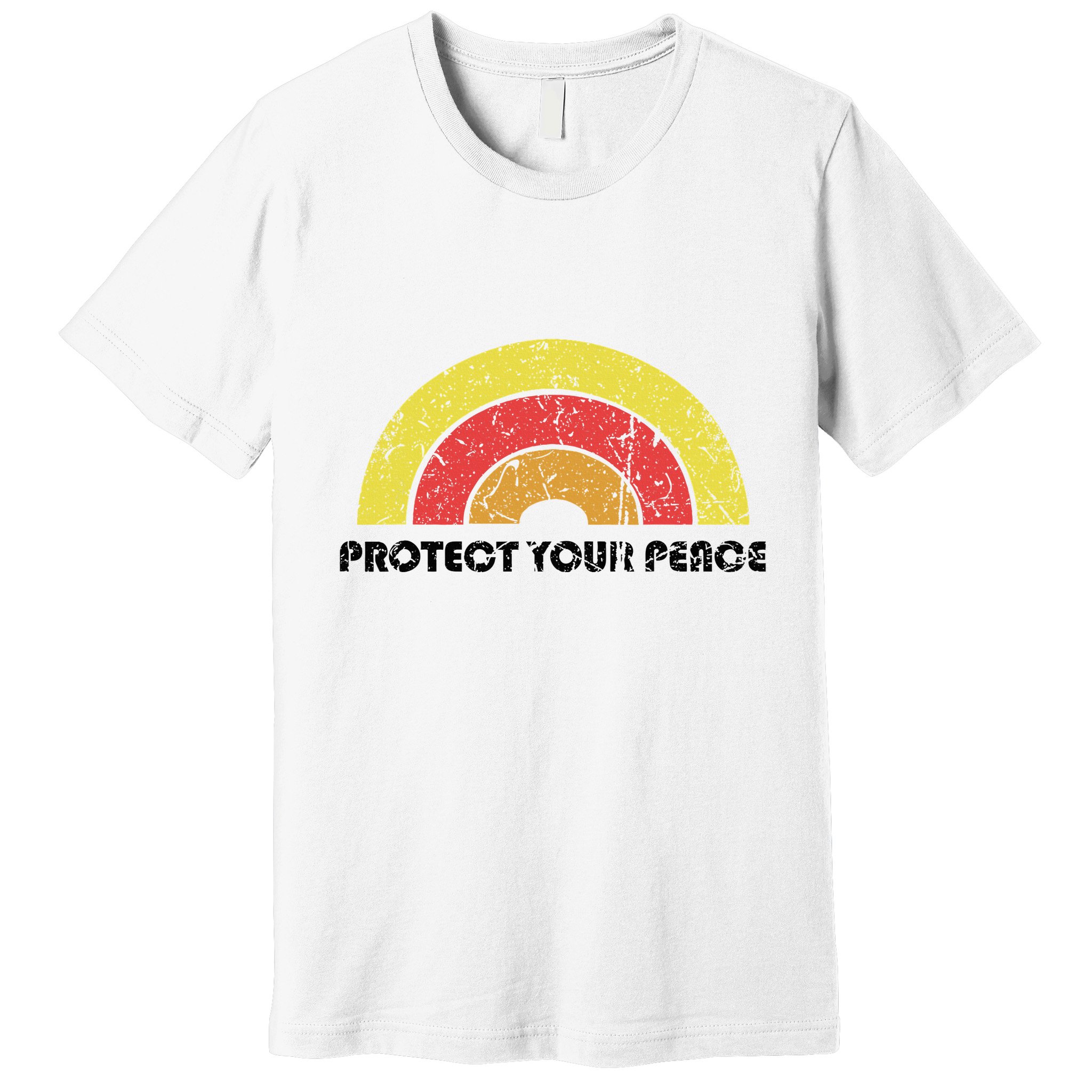 Protect Your Peace Mindful Yoga Vintage Rainbow Sun Boho Hip Premium T-Shirt