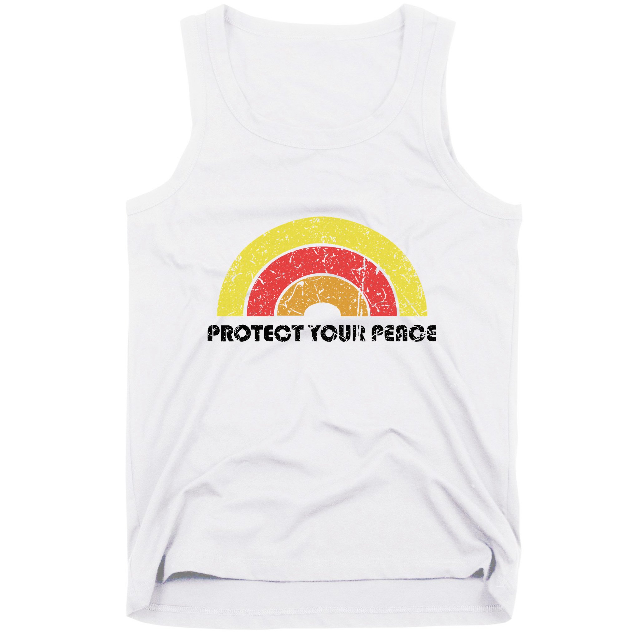 Protect Your Peace Mindful Yoga Vintage Rainbow Sun Boho Hip Tank Top