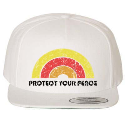Protect Your Peace Mindful Yoga Vintage Rainbow Sun Boho Hip Wool Snapback Cap