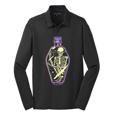 Pick Your Poison Pastel Goth Skeleton Potion Halloween Silk Touch Performance Long Sleeve Polo