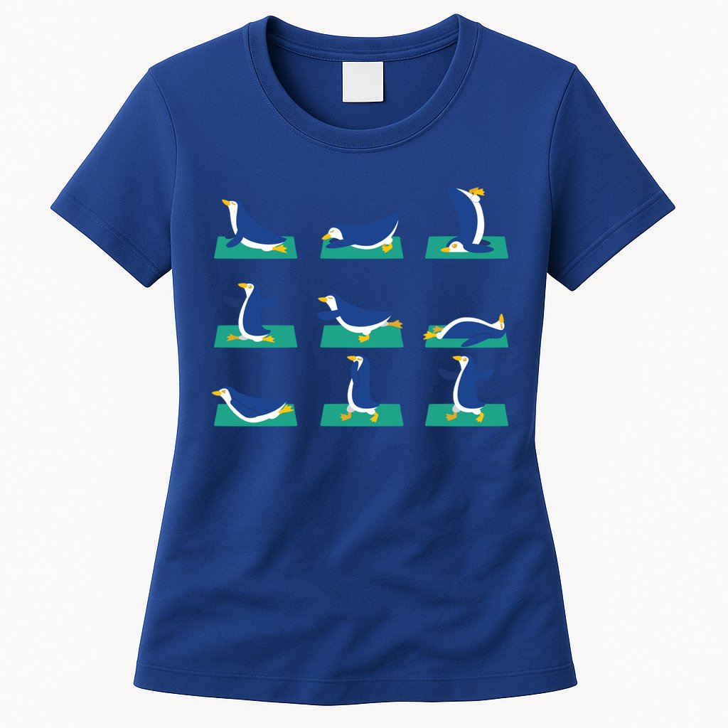 Penguin Yoga Poses Meditation Workout Exercise Mom Gift Funny Gift Womens T-Shirt