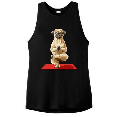 Pug Yoga Pose Dog Meditation Pug Lovers Owners Gift Cute Gift Ladies PosiCharge Tri-Blend Wicking Tank