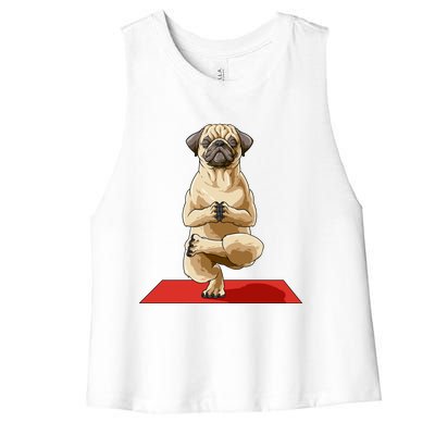 Pug Yoga Pose Dog Meditation Pug Lovers Owners Gift Cute Gift Women's Racerback Cropped Tank