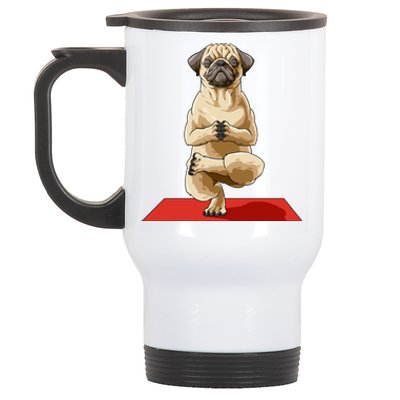 Pug Yoga Pose Dog Meditation Pug Lovers Owners Gift Cute Gift Stainless Steel Travel Mug