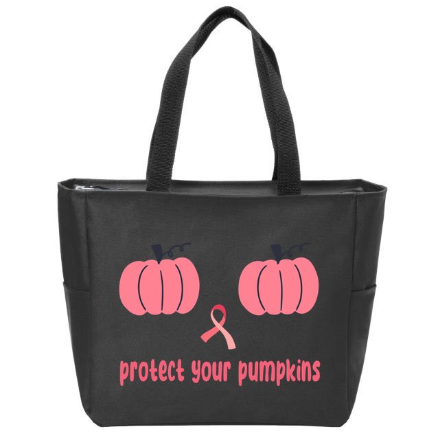Protect Your Pumpkins Breast Cancer Awareness Zip Tote Bag