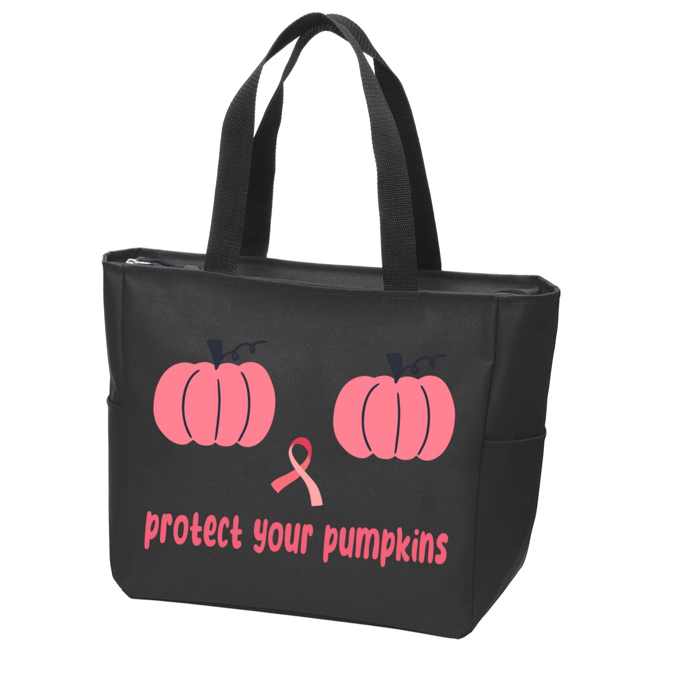 Protect Your Pumpkins Breast Cancer Awareness Zip Tote Bag