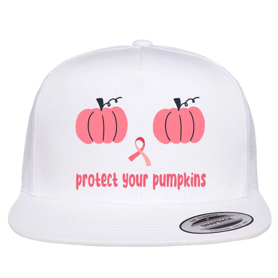 Protect Your Pumpkins Breast Cancer Awareness Flat Bill Trucker Hat