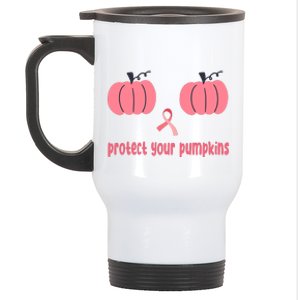 Protect Your Pumpkins Breast Cancer Awareness Stainless Steel Travel Mug