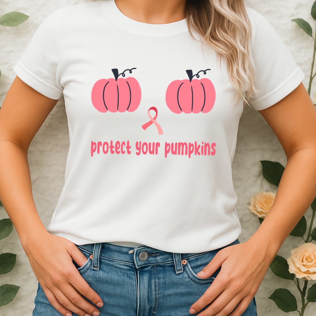 Protect Your Pumpkins Breast Cancer Awareness Womens T-Shirt