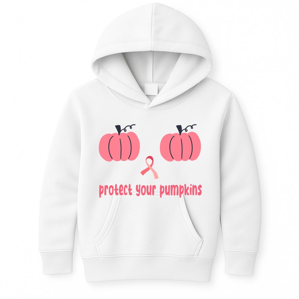 Protect Your Pumpkins Breast Cancer Awareness Kids Hoodie