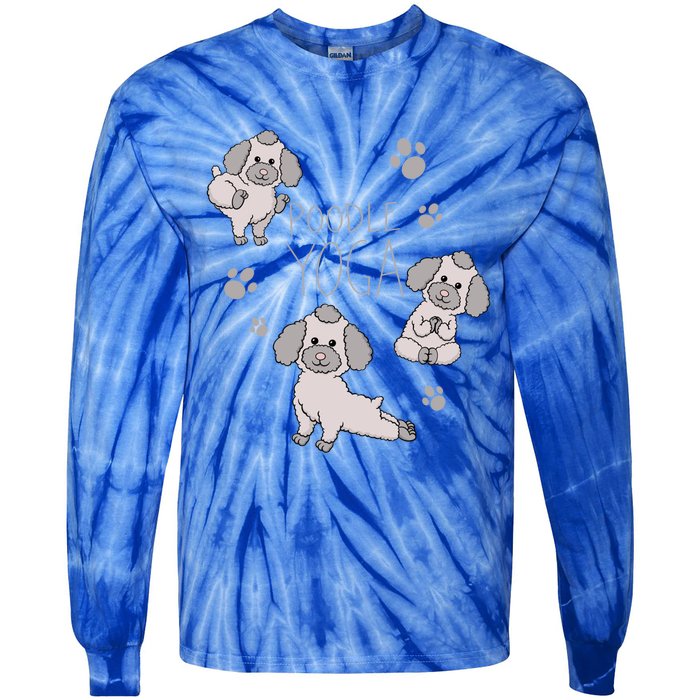 Poodle Yoga Poses Positions Dog Holder Animal Lovers Gift Tie-Dye Long Sleeve Shirt