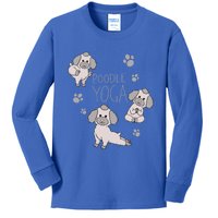 Poodle Yoga Poses Positions Dog Holder Animal Lovers Gift Kids Long Sleeve Shirt